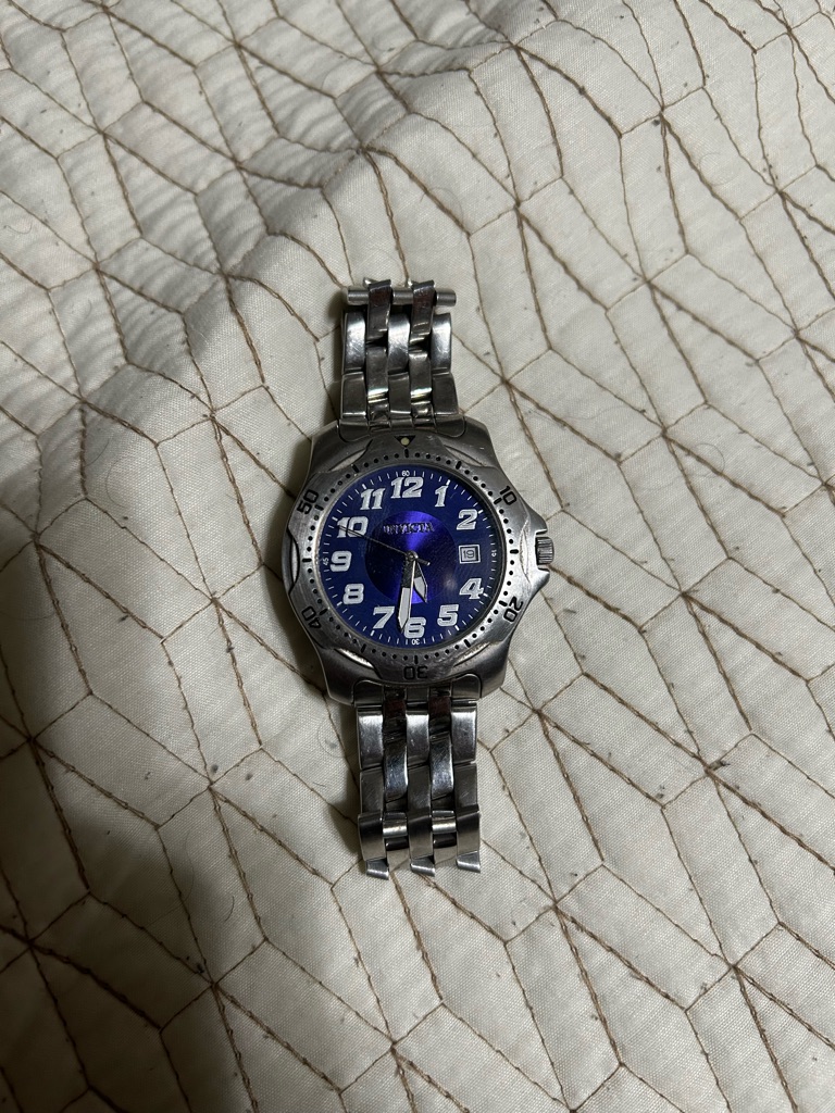 Invicta Mens Stainless Steel Watch With Blue Dial